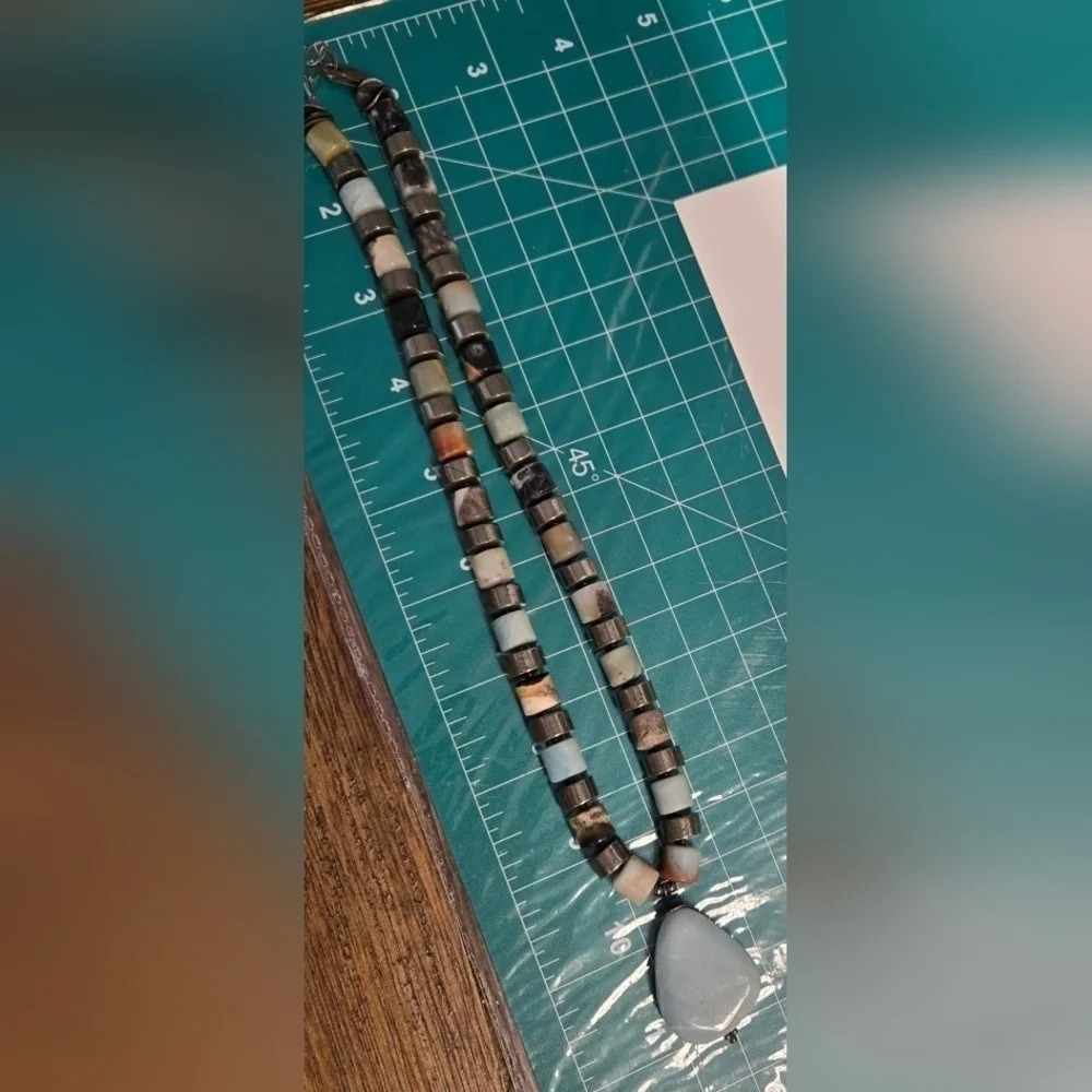 Agate Sterling silver various stone necklace